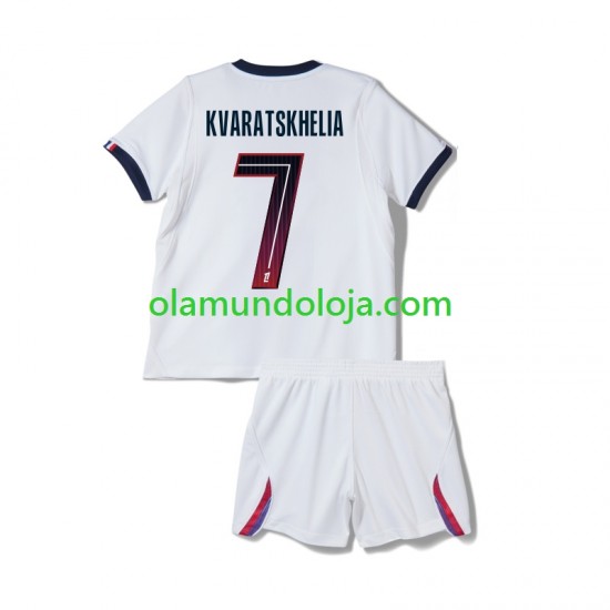 Camisola Paris Saint-Germain Khvicha Kvaratskhelia 7 Criança Equipamento Segundo 2026-2027 Manga Curta